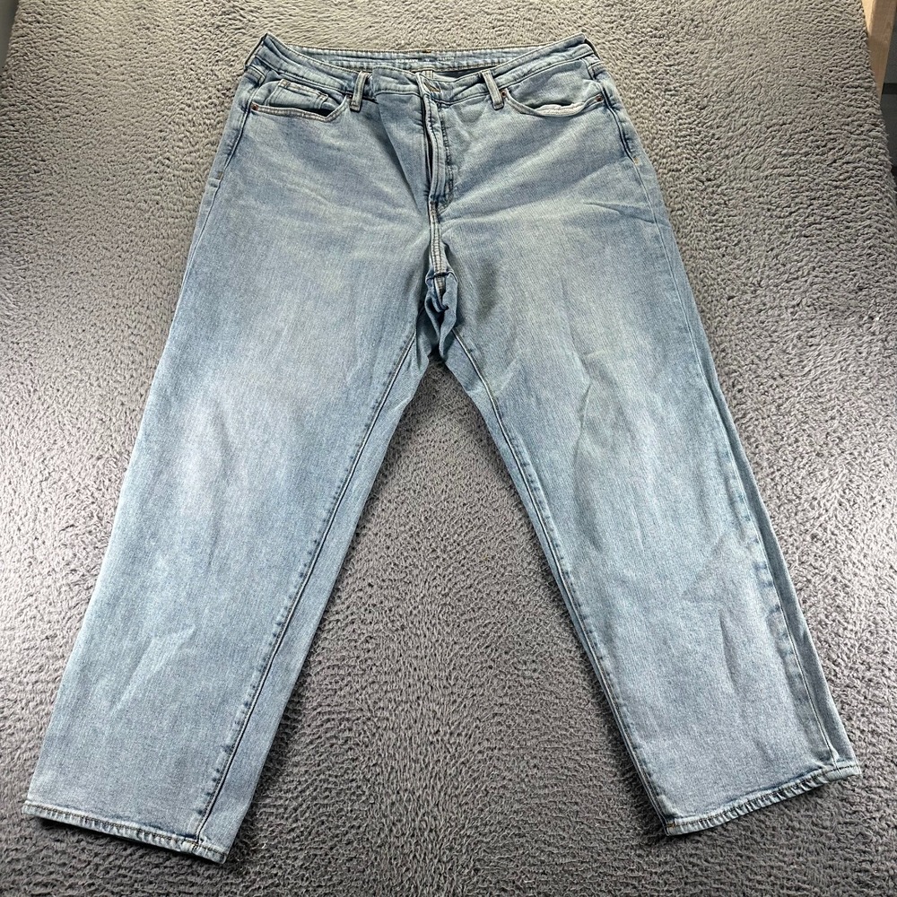 Old Navy OG Jeans Women 18 Blue Denim Straight Baggy Loose Faded Stretch Hi-Rise